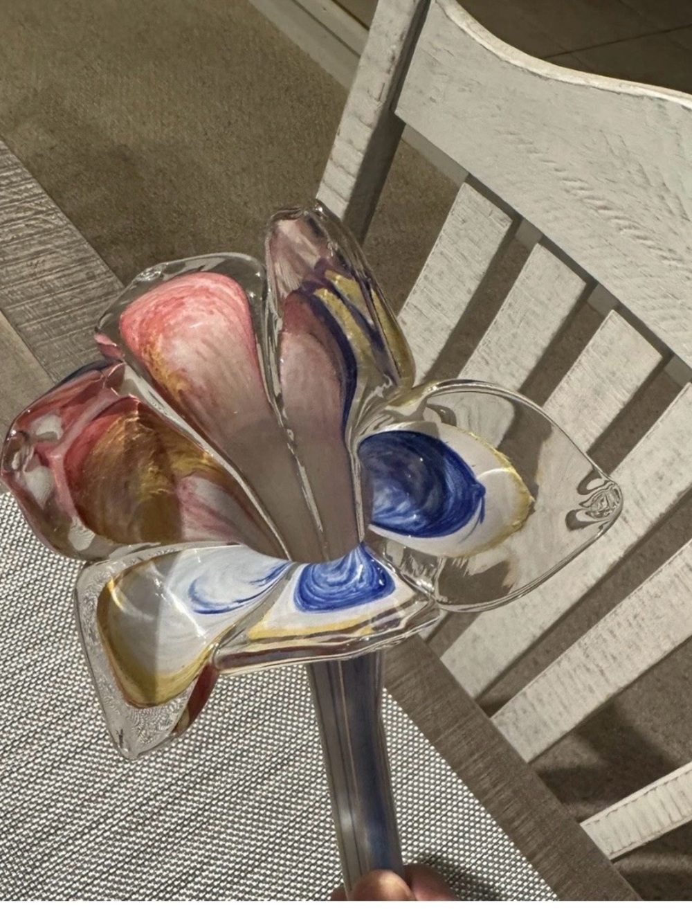 Art Glass Flower Sculpture - Multicolor Decorative Home Accent